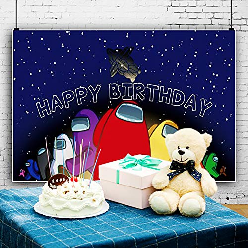 image for HEXEUM Among Us Happy Birthday Party Supplies Decoration Among Us Part