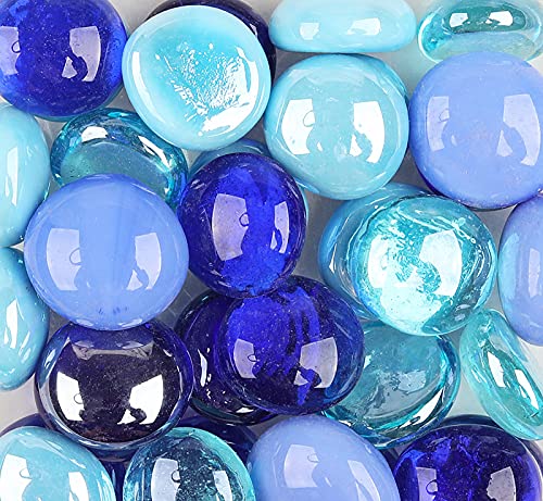 Mosaic Tiles 36 Pieces / 200 g Pack of Glass Flat Bead Mosaic Mosaic Tile Supplies for Home Decoration, DIY Crafts, Plates, Picture Frames, Flowerpots – 1.7～2.2 cm Irregular Tiles (Blue Mix)