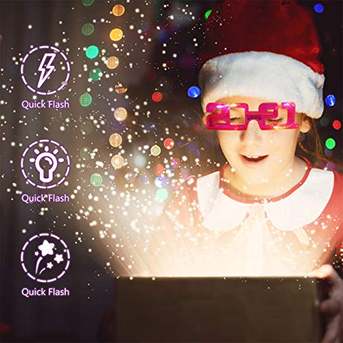 Amosfun — Óculos de sol Happy New Year com 6 peças que acendem para festa de ano novo 2021 com fenda