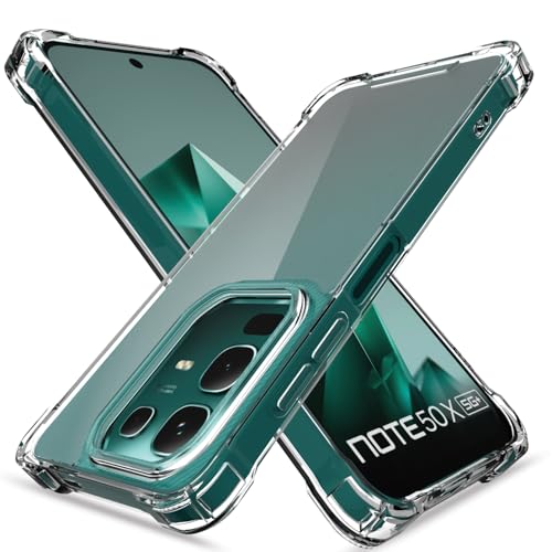 Image of Amazon Basics Back Cover for Infinix Note 50x 5G PC + TPU Clear Transparent Raised Edges Shockproof Protective Phone Bumper Case(Transparent)