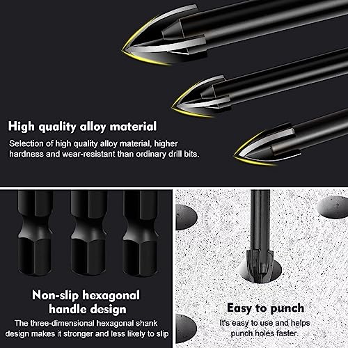 VCRANONR 10 Pezzi Punte per Trapano in Vetro