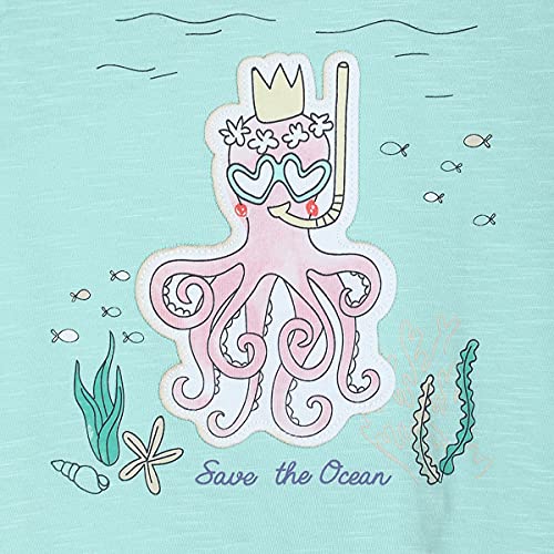 Image of miniklub Girls Sea Green Printed Cotton Top