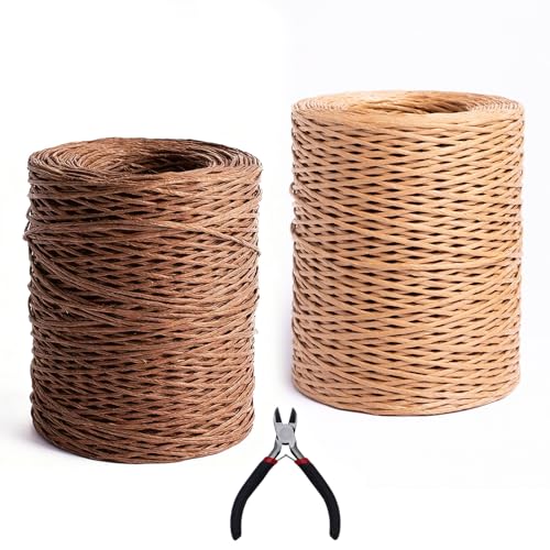 XHYASD 2 Rollen Papierdraht Set 200M+200M mit Drahtschneider 2mm Papier Eisendraht in Kraftpapier & Dunkelbraun Floristikdraht Basteldraht für Blumensträuße Kränze DIY & Geschenkverpackung