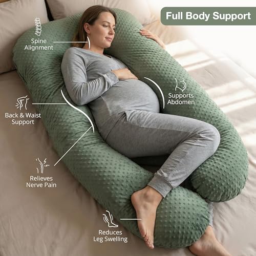 Image of BAYBEE Premium Pregnancy Pillow for Women | Maternity Pillows for Pregnancy Sleeping with 360 Full Body Support | Pregnancy Pillow with Removable Washable Cover & Zipper Closure for Easy Use (Green)