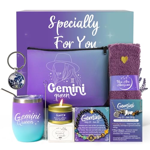Gemini Birthday Gifts for Women Zodiac Gift Basket Sets for Best friend Mom Sister Wife Unique Birthday Gift Ideas for Women