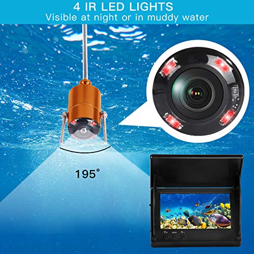 Image of Portable Underwater Fishing Camera 1000TVL Pixels High-Definition 4.3-inch IPS Screen Display Fish Finder with 5000mAH Rechargeable Battery for Ice Lake Sea Boat Kayak Fishing., black