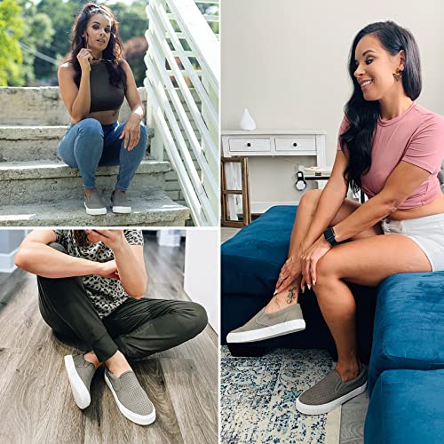 Image of JENN ARDOR Womens Slip On Sneakers Perforated /Quilted Casual Shoes Fashion Walking Flats
