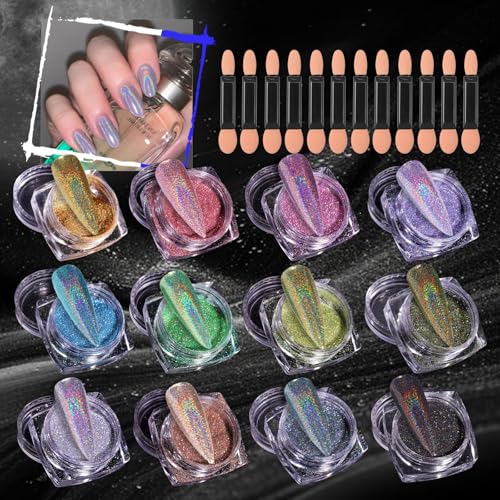 Image of Holographic Nail Powder Chrome Ultra Fine Glitter Powder Set