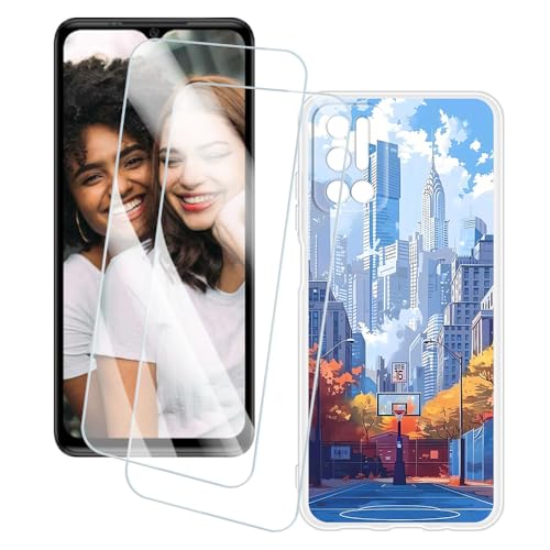 OAGELIM 2�Z�b�g �X�N���[���v���e�N�^�[ + �P�[�X Doogee N40 Pro (6.52 �C���`) �Ƃ̌݊������� �A�[�e�B�X�e�B�b�N�J�X�^���v�����g�J�o�[�Ƌ����K���X�t�B���� �X�N���b�`�h�~ (�X)