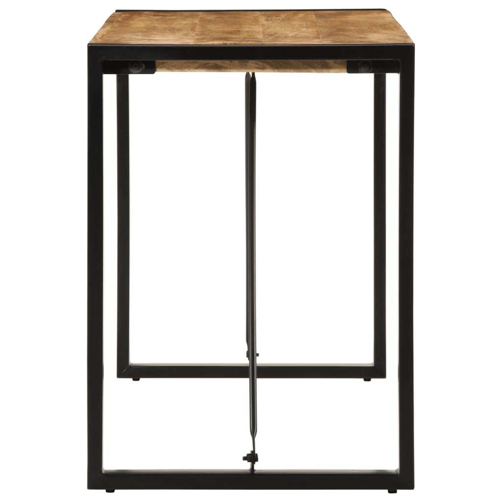 Stół do jadalni z szorstkiego drewna mango, 120 x 55 x 76 cm, ze stabilnym metalowym stelażem, stół z litego drewna do jadalni, kuchni i salonu, zajmuje mało miejsca, nowoczesny i wytrzymały