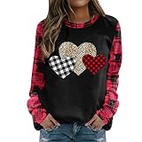Haut Femmes Coton Hauts Manches Longues Tee-Shirt Famme Tnoel Date d'anniversaire Coeurs Comfy Encolure Dégagée Facile Plus Size Doux