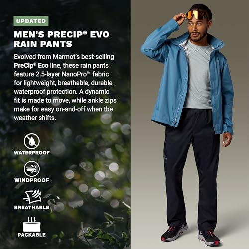 Image of MARMOT Men's PreCip Evo Rain Pant, Black, X-Large Short