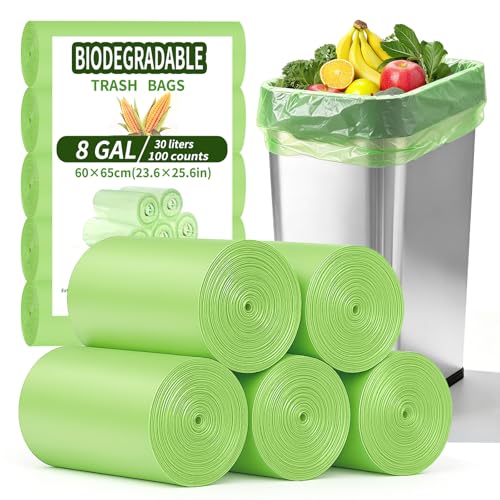 Bolsa Basura 30L 100 Bolsas, Antidesgarro, Antifugas Compostables 5 Rollos
