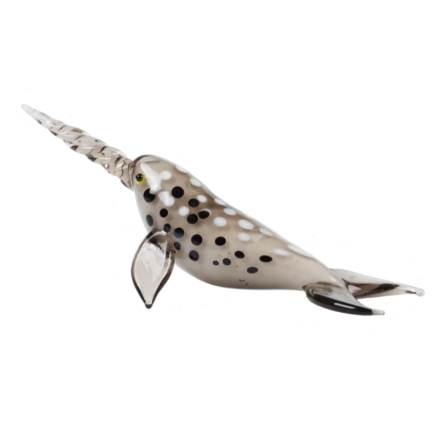 JTDZ Cute Narwhal Figurine Art Handmade Blown Glass Ocean Animal Statue Collectible Desk Crystal Ornaments for Centerpiece Home Office Aquarium Deco