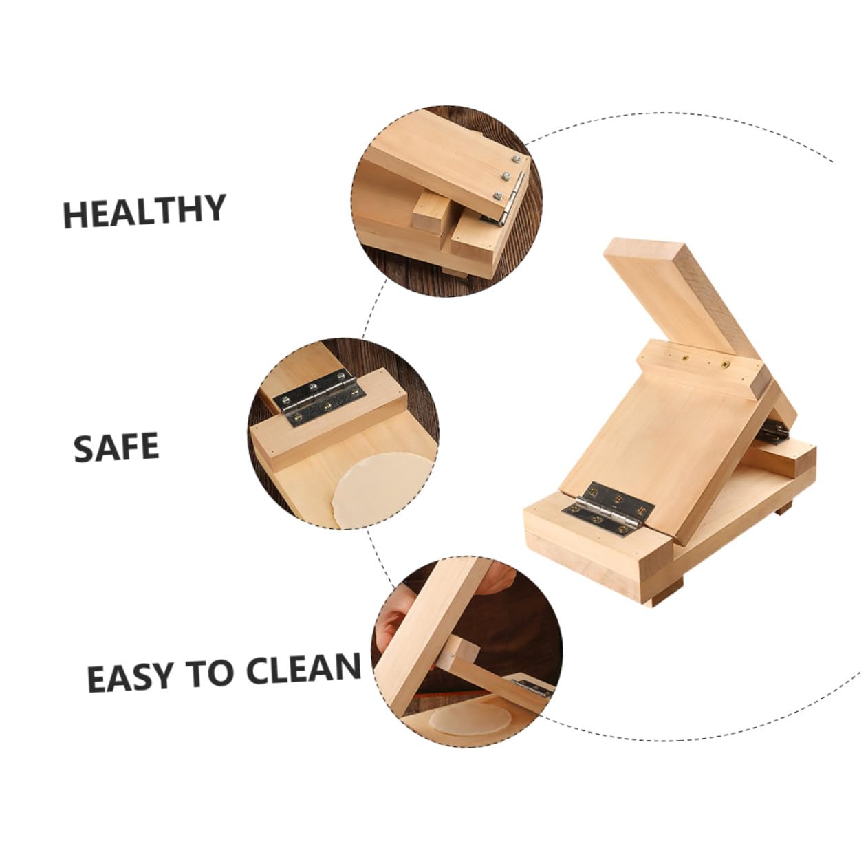 Gatuida Holz Teigpresse für Teigtaschen Teigtaschenformer Küchengerät Einfache Handhabung mit Rutschfestem Griff Natürliches Holzmaterial