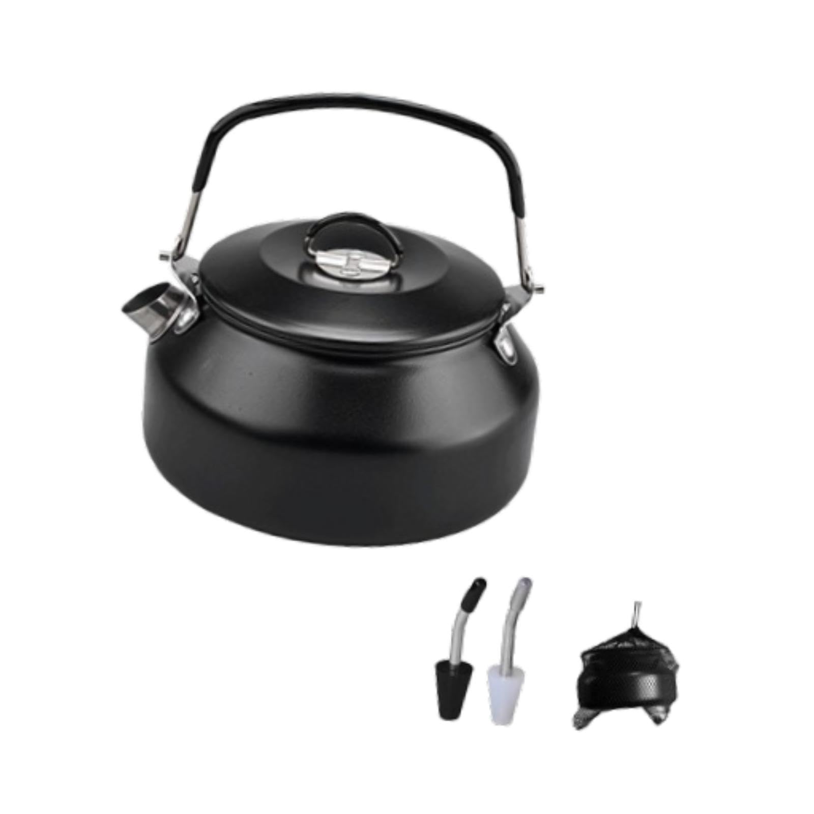 Bothyi Stainless Steel Tea Kettle Camping Kettle Outdoor Teapot with Silicone Handle Water Boiler with Spout for Backpacking Camping, Black