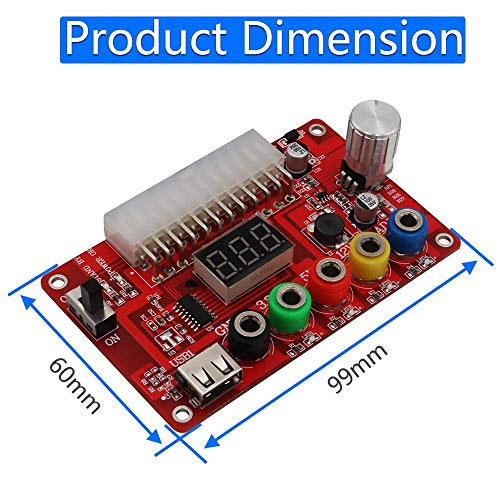 Atx Power Supply Breakout Board And Acrylic Case Kit With Adj Adjustable Voltage Knob, Supports 3.3V, 5V, 12V And 1.8V-10.8V (Adj) Output Voltage, 3A Maximum Output, Reset Protection #TOP2