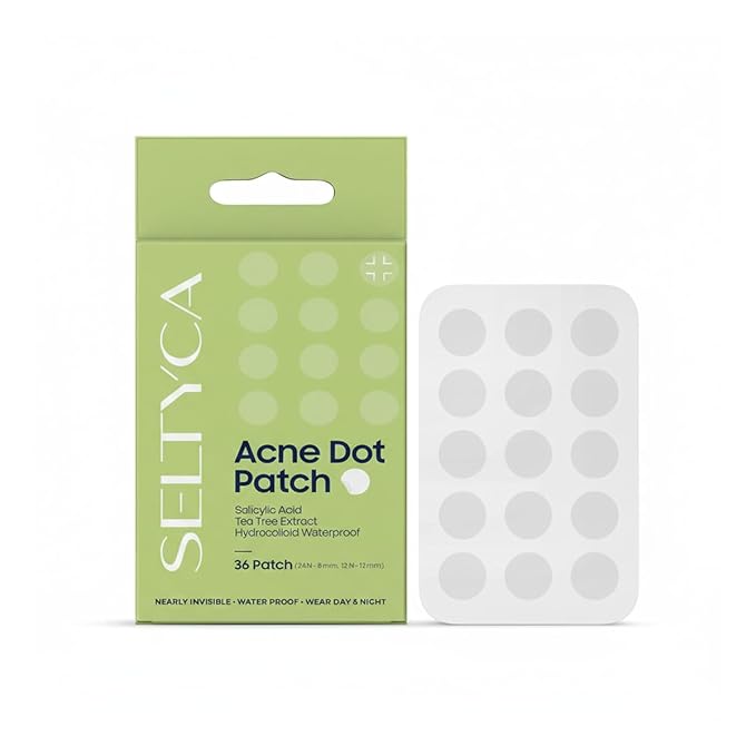 Acne Dot Patch – Hydrocolloid Pimple Patches with Salicylic Acid (0.5%) & Tea Tree Extract | Invisible, Waterproof Acne Patch for Pimples | Day & Night Use | 36 Patches
