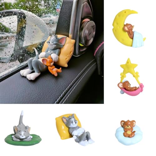 AYWVRBST 5 Pcs Decoration Ornaments, Christmas Decoration, Car Door Ornaments, Sleeping Cats and Mice, Cute and Interesting Gifts, Travel Decompression (5 Pcs Decoration Ornaments)
