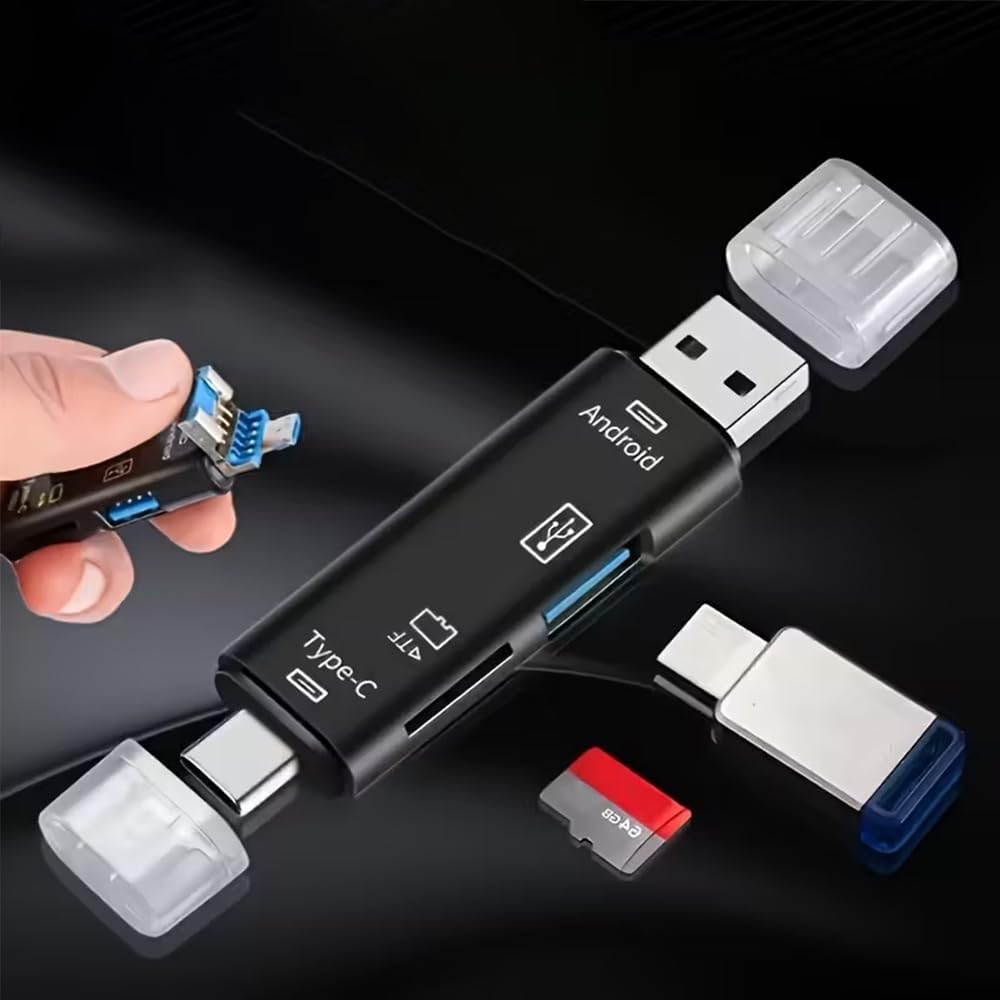 [5-in-1 VVIA Adapter] 5-in-1 VVIA High-Speed USB Type C/USB/Micro USB/TF/SD Memory Card Reader OTG Adapter | Boosting Mobile Phone Performance