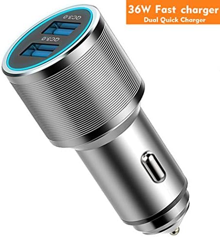 Sodker 6A 36W Dual USB Car Charger Adapter - Dual Quick Charge 3.0 3A - for iPhone Xs X 8 7 6 5 Plus Max Samsung Galaxy S9 S8 S7 S6 and More Devices - Fast LED Chargers