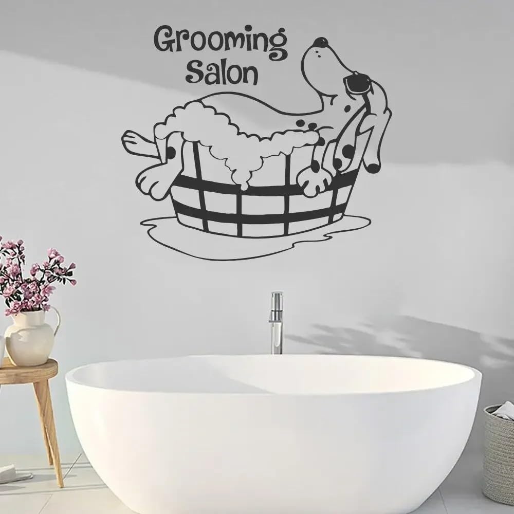 Vet Shop Dog Grooming Salon Wall Decal Bath Puppy Pet Shop Animal Wall Sticker Vinyl 40x35cm