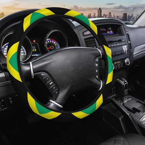 Sisrow Jamaica Flag Car Accessory - Universal 15 Inch Wheel Cover FLAG Pattern Grip