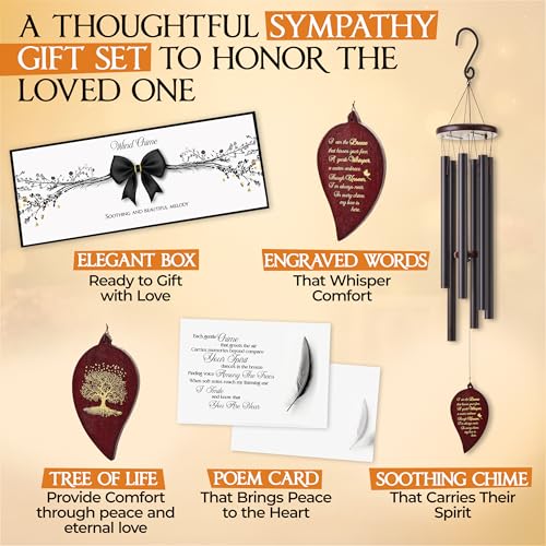 Image of 32 Inch Memorial Wind Chimes Outdoor, Sympathy Gifts for Loss of Loved One, Memorial Gifts for Loss of Mom, Sympathy Wind Chimes for Mother, Father, Brother, Sister