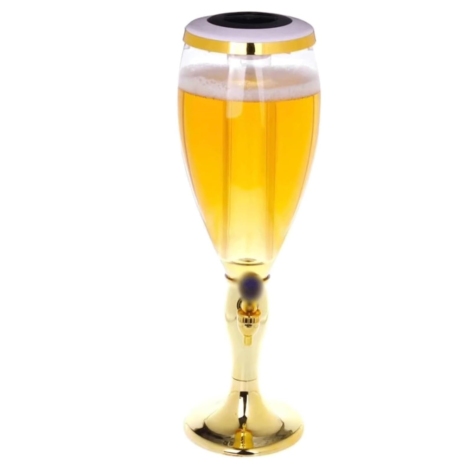 ASerZenith Juice Dispenser Beer Dispenser Beer Beverage Dispensers With Ice Tube With Spigot For Game Party Home Bar Drink Champaign Ice Chamber(Gold-3L)