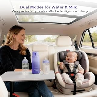 Momcozy Portable Bottle Warmer for Travel – Dual Heating Modes for Breast Milk & Water, Portable Milk Warmer with Fast Heating & Long Battery Life, 17 Ounces Large Capacity, Purple