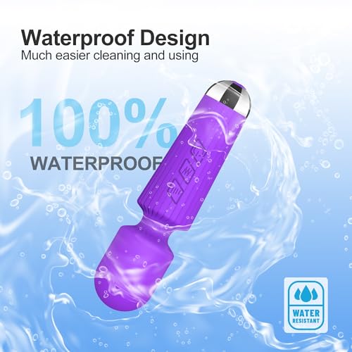Image of Mini Cordless Massager - 8 Intensity Levels & 20 Quiet & Waterproof Vibration Modes, Handheld Wand Massage for Neck, Back, Shoulder, Muscle Pain Relief (Purple)