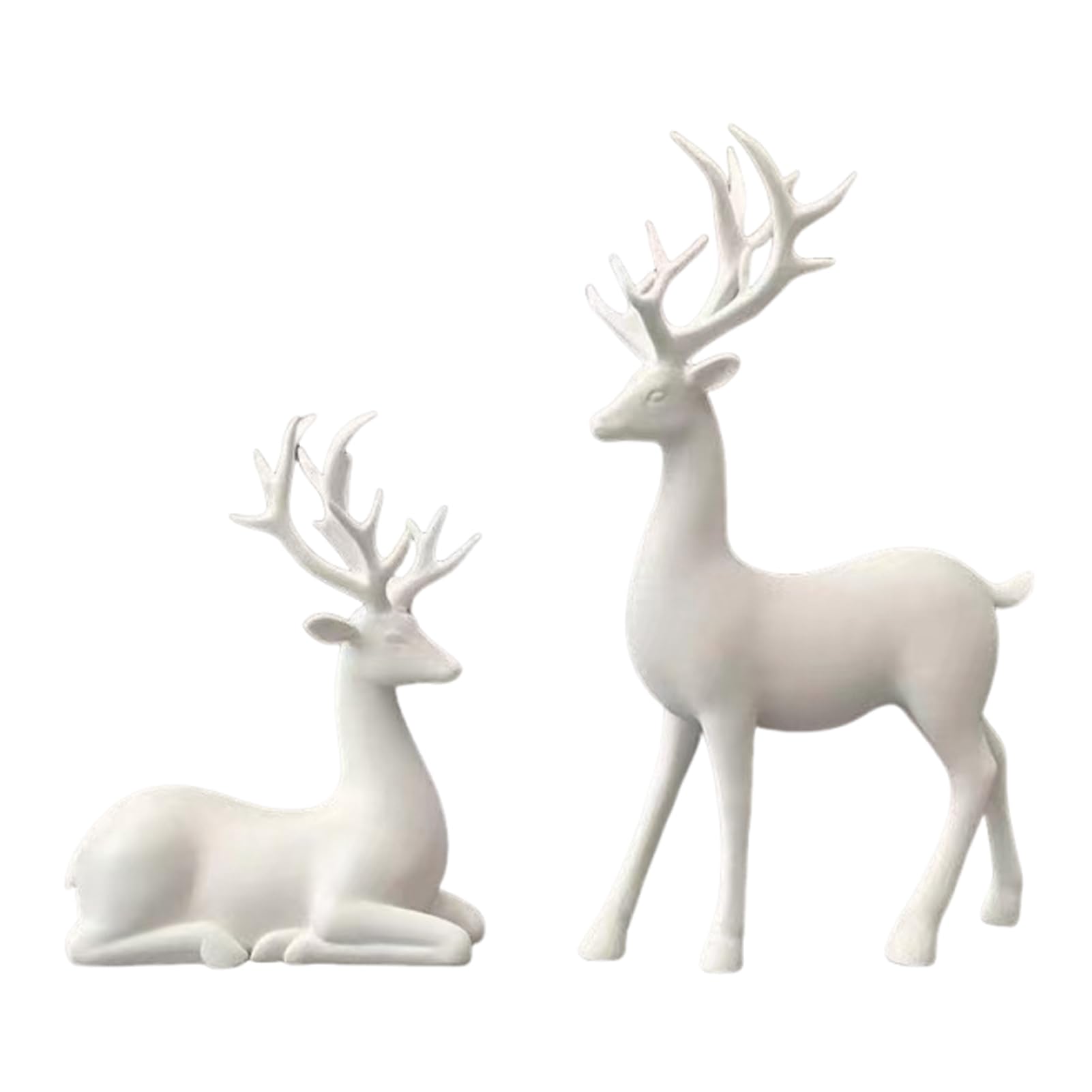 QUILSTM Contemporary Deer Ornaments Set 2pcs Reindeer Figurines For Christmas Day Delights 2pcs Reindeer Christmas Decor Modern Aesthetics Reindeers Figurines, WHITE