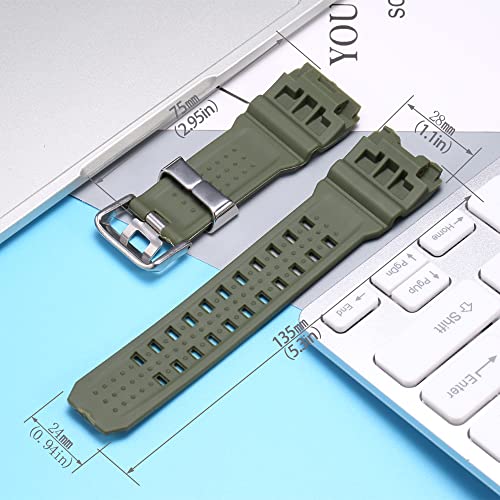 Image of Resin Replacement Watch Band Compatible with Casio GWG1000 GWG-1000GB Men's Sport Waterproof Watch Strap