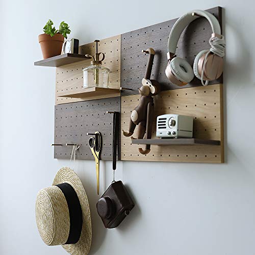 GLHOOM Wooden Hanging Board Modular Display Tissue Storage Wall Hook Rack Coat Hook Hanger Auxiliary Hook (Walnut Color-B) by GLHOOM - Image 5