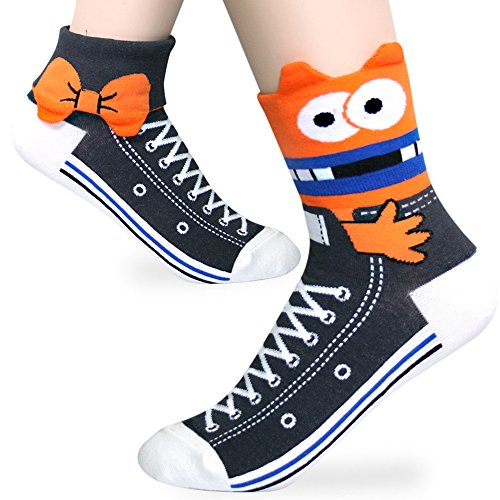 Kony Women's Girls Casual Funny Novelty Crew Socks, Cute Animals Printed Pattern - Gift For Pet Animal Lovers (Sneaker - 5 Pairs) #TOP5