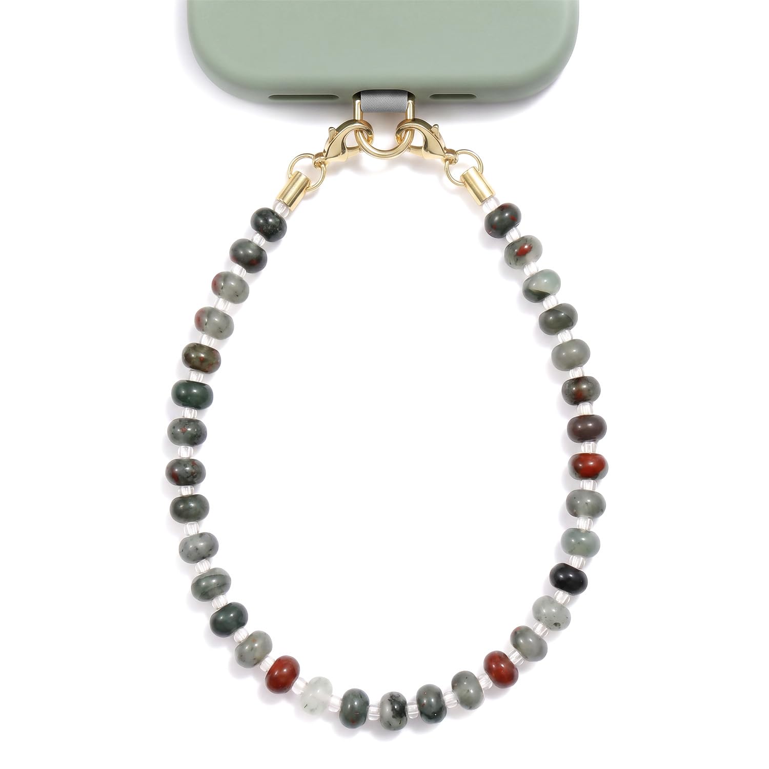 POSADINA Natural Stone Phone Charm, Beaded Healing Phone Wrist Strap, Handmade Cellphone Chain Lanyard with Tether Tab