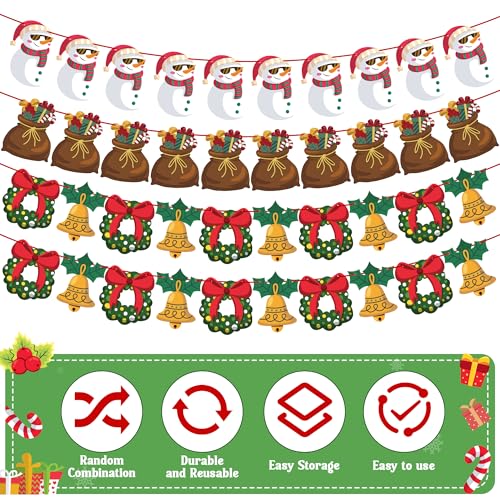Image of OHOME Christmas Decorations - Christmas Ornaments,40 Pack Christmas Garland | Christmas Tree Decorations for Party,Christmas Backdrop for Indoor Outdoor | Christmas Wreaths for Front Door Wall Yard