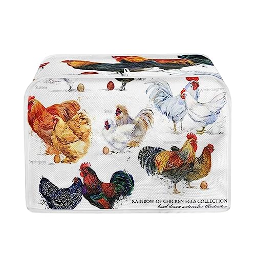 JSLXYYBQ Rooster Print Toaster Cover 2 Slice, Kitchen Appliance Decorative Dustproof Chicken Pattern Bread Maker Cover Women Gift