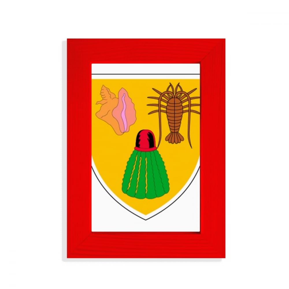 Cadre photo îles Turques et Caïques Rouge décoration murale armoiries caraïbes