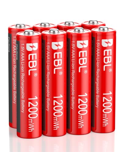 EBL Rechargeable Lithium AAA Batteries, 1.5V Constant 1200mWh for Remote | Mercury-Free...
