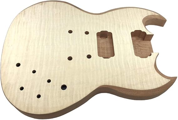 Solo SG Style DIY Guitar Kit, Basswood Body, Flamed Maple Top