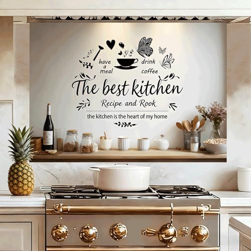 Kitchen Stove Backsplash Wall Stickers, Heartwarming Quotes Stain-Resistant Peel & Stick Wallpaper...