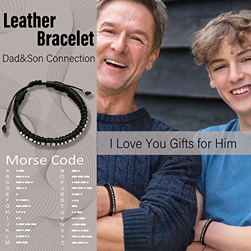 Inspirational Gifts for Men Morse Code Bracelets Mens Bracelets Graduation Gifts for Him Fathers Day Adjustable Leather Bracelet Motivational Birthday Annivesary Jewelry Stocking Stuffers for Men