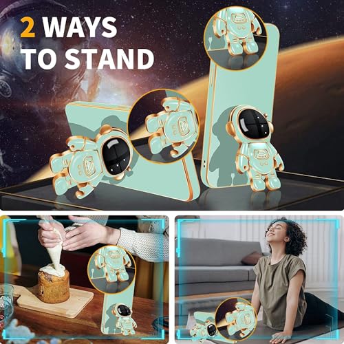 Image of for Realme 9 Pro Plus | Realme 9 / Narzo 50 Pro 5G Case Cute 3D Astronaut Stand Design Camera Protection Shockproof Soft Back Cover for 9 Pro Plus | Realme 9 / Narzo 50 Pro 5G (Mint)