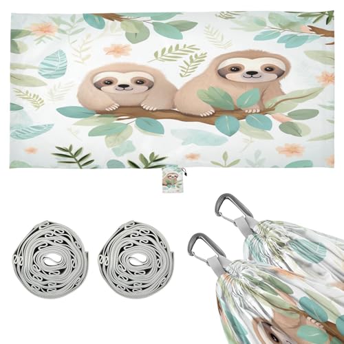 Kigai Cute Sloth Camping Hammock Durable & Portable Travel Hammock Holds 330lbs with Tree Strapsm, Pocket, Camping Accessories