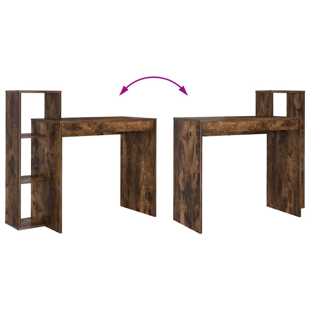 Scrivania affumicata 100 x 40 x 90 cm, materiale in legno, scrivania per computer con 3 ripiani, moderna per la casa, ufficio, durevole, molto spazio
