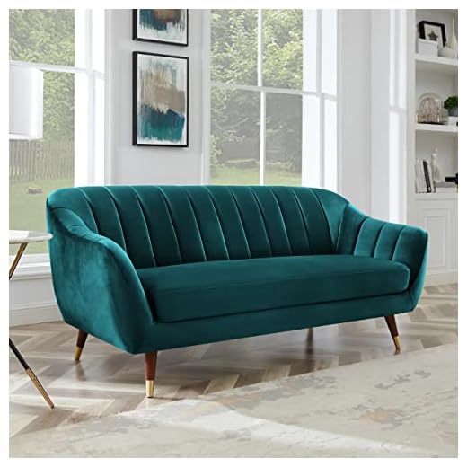 AMATA Wood Marino 3-Person Sofa With Two Cushions Perfect For Home Office Guests Living Room (3-Person , Blue)