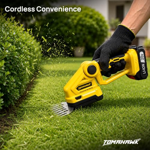 Image of TOMAHAWK CHT-20A 20V Cordless Hedge Trimmer with 1.5Ah Battery | 24 inch Dual Action Blade | Lightweight Handheld Grass & Shrub Cutter | Tool-Free Blade Change Garden Trimmer