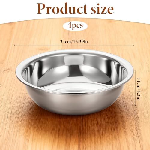 Set 4 Piezas Bowls Mezcla Acero Inoxidable 13 Pulg 8 Qt miniatura 2