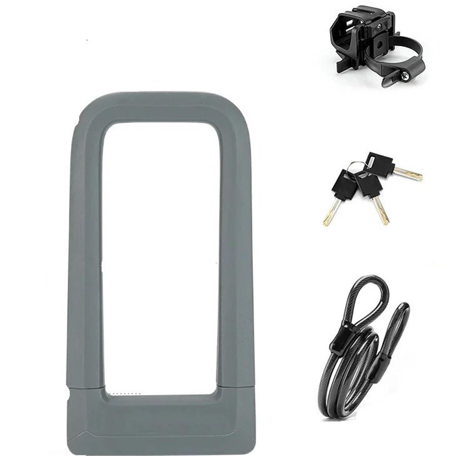 Poayuewr Grey With Cable Handlebar Lock,Brake Throttle Lock Bike Lock Silicone U-Shaped Resistant To Hydraulic Shear Motorcycle Anti-Theft